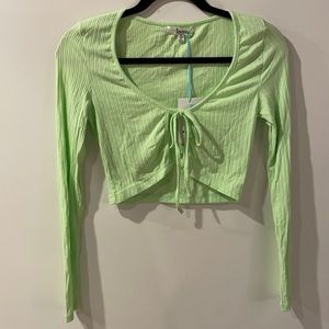 Like green, open front tie top